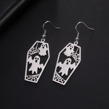 Gothic Death Cross Cutout Coffin Earrings Drop Earring Women Stainless Steel Goth Punk Jewelry Y2k Accessories Halloween Gift