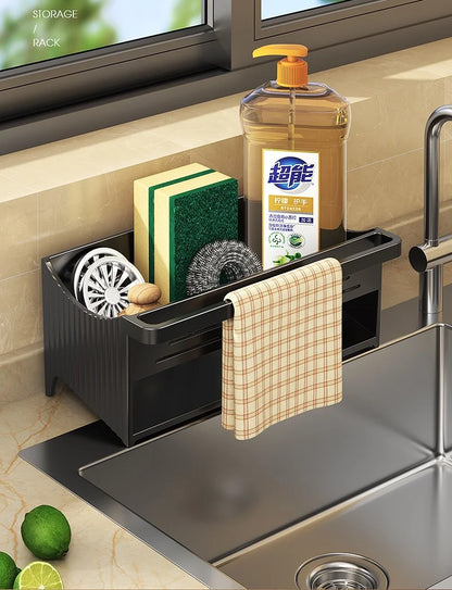 Automatic Drainage Sink Storage Rack Plastic Kitchen Wash Basin Soap Sponge Holder Bathroom Shampoo Organizer Towel Rack