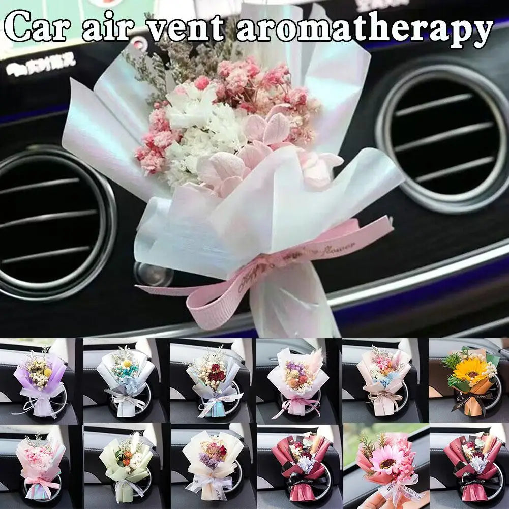 Car Air Vent Aromatherapy Diffuser Dry Flower Mini Bouquet Car Decor Ornament Air Conditioning Fragrance Clip Car Accessories