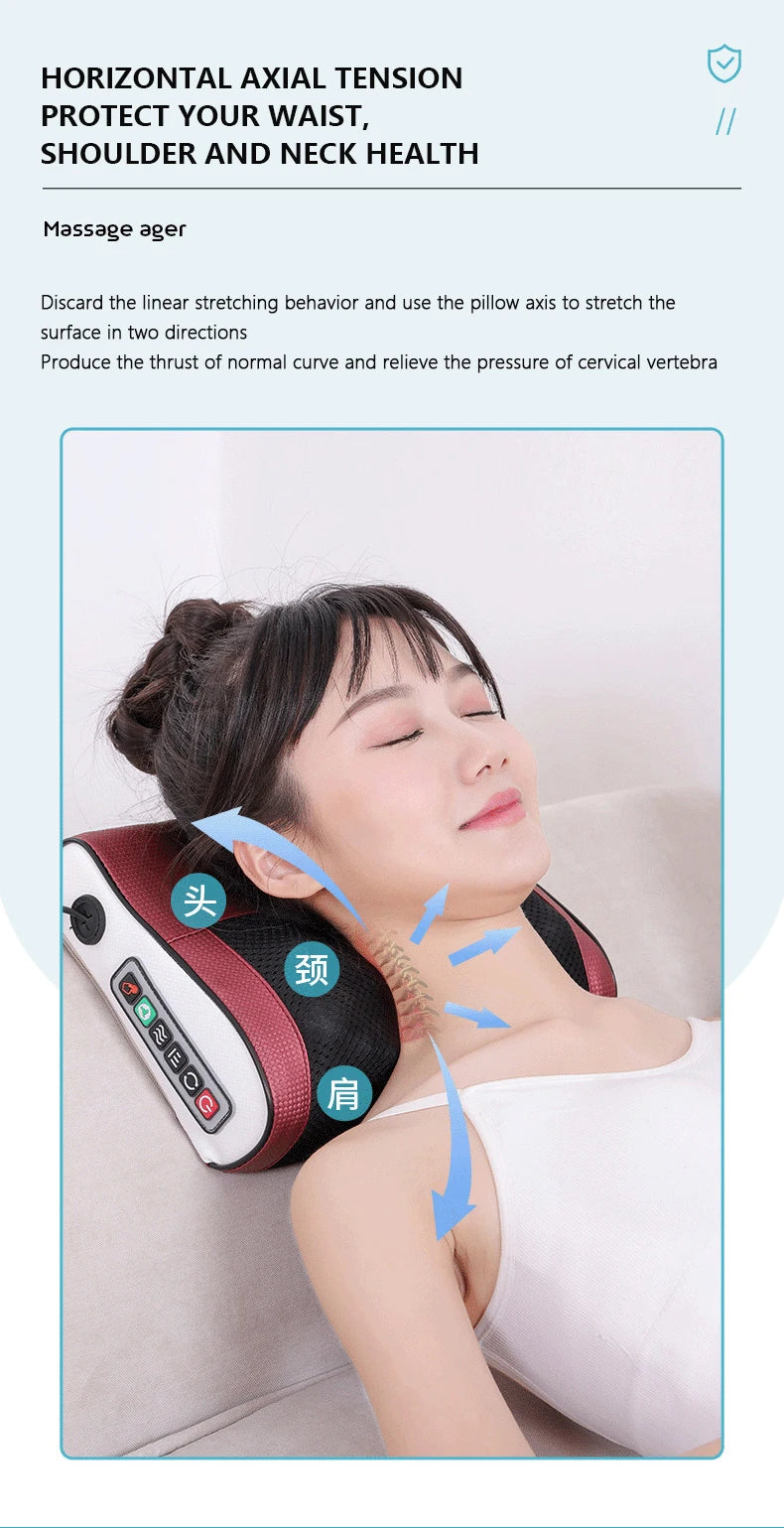 2024 Electric Neck Massager Pillow Multifunctional Massage Pillow Device Neck Health Massager Relaxation Pillow Massager