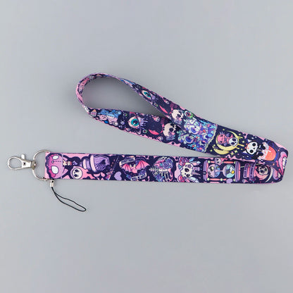 Art Gothic Witch Credential Holder Purple Lanyards for Keys Neck Strap ID Card Gym Phone Straps DIY Hang Rope Halloween Gift