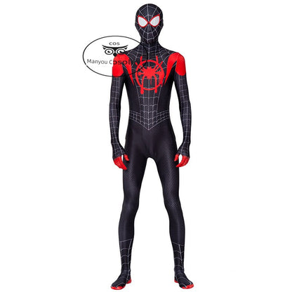 Parallel Universe Miles Spider-Man Bodysuit Cos Costume Halloween Performance Jumpsuit Coat Shorts Suit