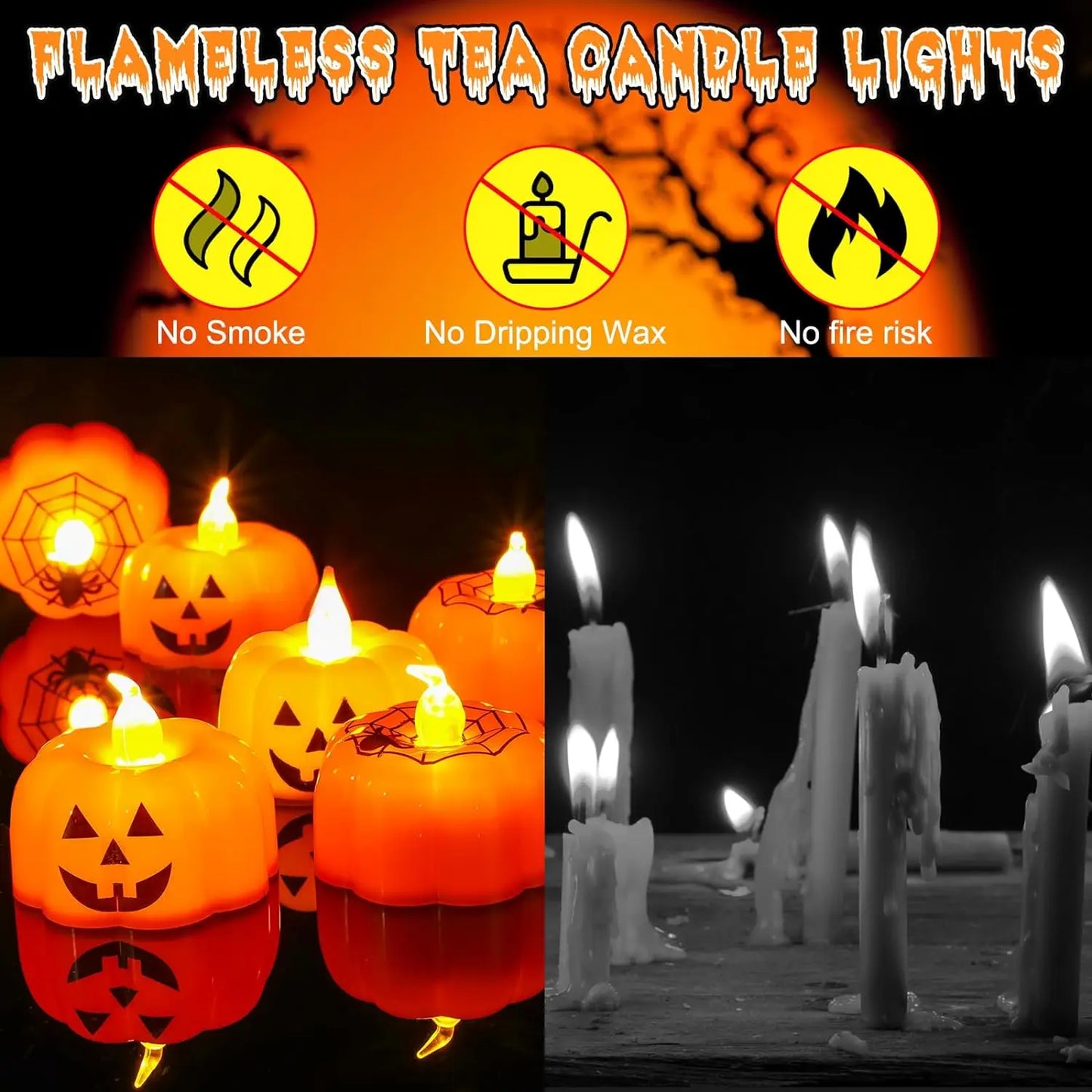 Halloween Pumpkin Candle Lights led Electronic Candle Lights Party Supplies Ornaments Night Lights Halloween Decorations