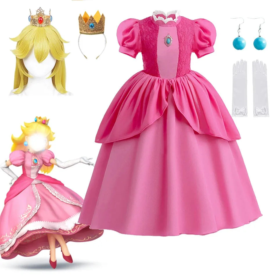 Princess Peach Costume Girls Daisy Rogetta Princess Dresses Revelry Festival Cosplay Party Disney Clothes Girl Halloween Costume