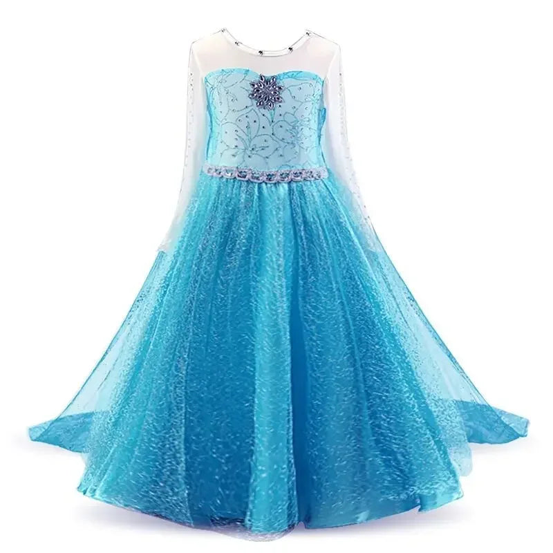 2024 Fancy Queen Frozen Elsa Anna Costume Girls Princess Dress Toddler Halloween Cosplay Party Vestidos For 3-10 Years