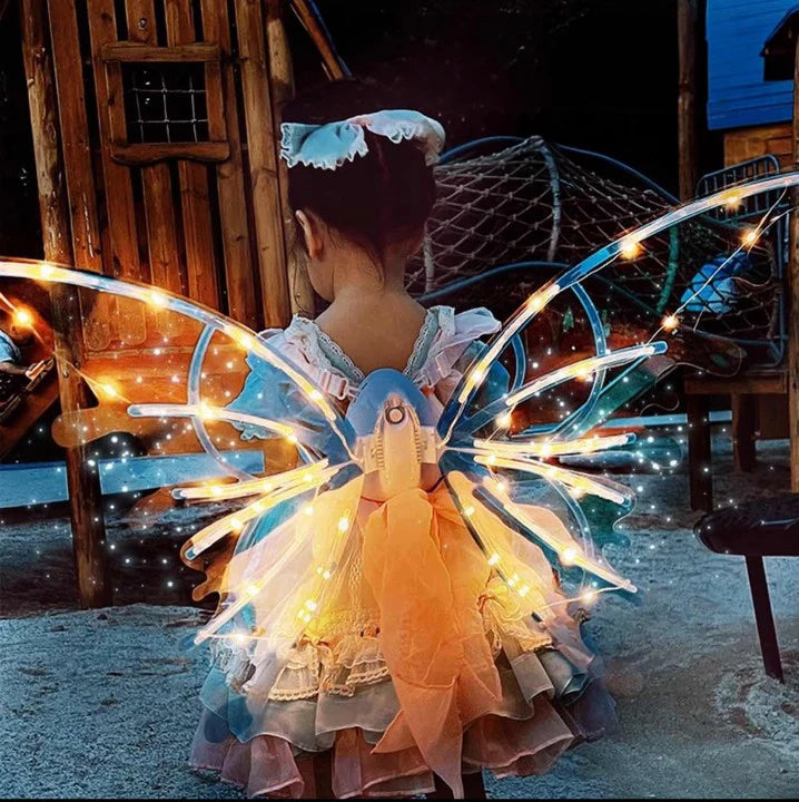 Butterfly Wings with Light Music Electrical Elf Wings Glowing Angel Wing Halloween Dress Up Prop Girls Happy Birthday Party Deco