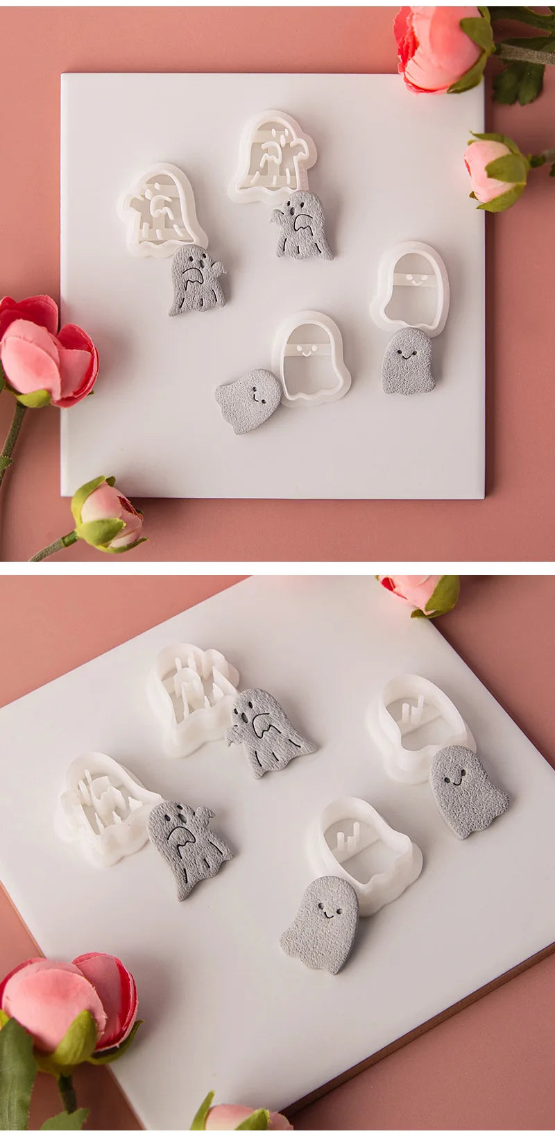 Halloween Series Cute Ghost Different Shape Clay Molds Clay Cutting Molds For DIY Earrings Jewelry Making Hand Tools