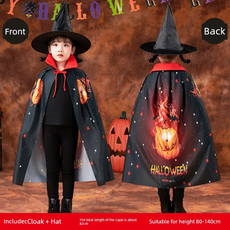 Halloween Decoration Costume Kids Wizard Cloak XINGX Cloak Five-Star Black Gold Wizard Costume Hat Suit