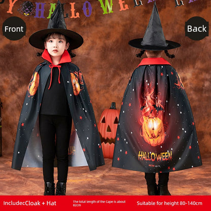 Halloween Decoration Costume Kids Wizard Cloak XINGX Cloak Five-Star Black Gold Wizard Costume Hat Suit