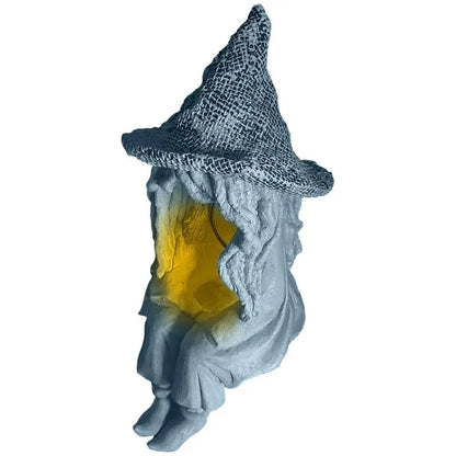 Outdoor Witch Statue Spooky Ghost Sitting Sculpture Solar Energy Lamp Holloween Supplies for Gardens Courtyards Party Decoration