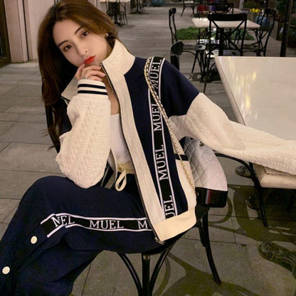 2023 Spring Winter New Women Sweater High-grade Casual Fashion Suit Plus Size Loose Small Fragrance Sports Two-piece Suit