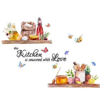 Kitchen Bee Butterfly Cartoon Wall Sticker Classic Background Wall Home Decor Personalized Home Decoration Household DIY Supplie