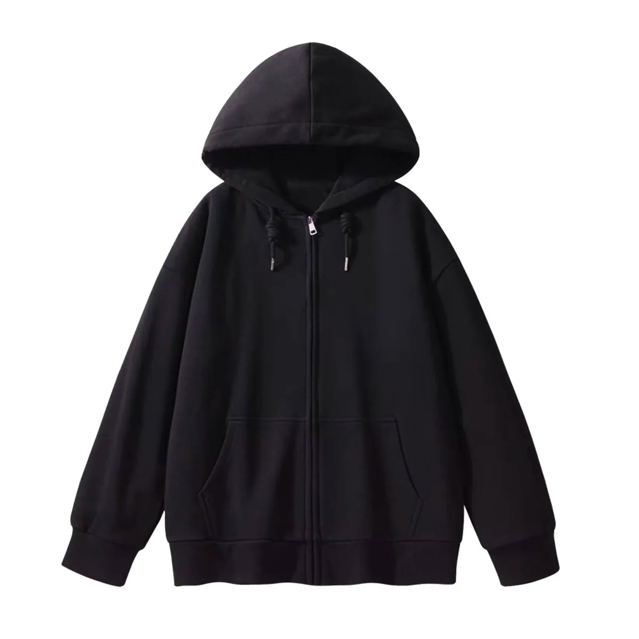 Jielur Solid Color Casual Drawstring Women's Hoodies Pockets Zip-up Simple O-neck Basic Streetwear Fashion Simple Office Ladies