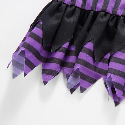 Cute Dog Purple Dress For Small Dogs 2pc Dropshipping Pet Cosplay Stripes With Hat Cat Clothes Holloween Costume Witch Gown