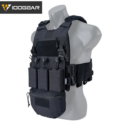 IDOGEAR Tactical FCSK 3.0EX Plate Carrier MOLLE Vest  with Triple Magazine Pouch For 5.56mm Drop Pouch Shoulder Pads