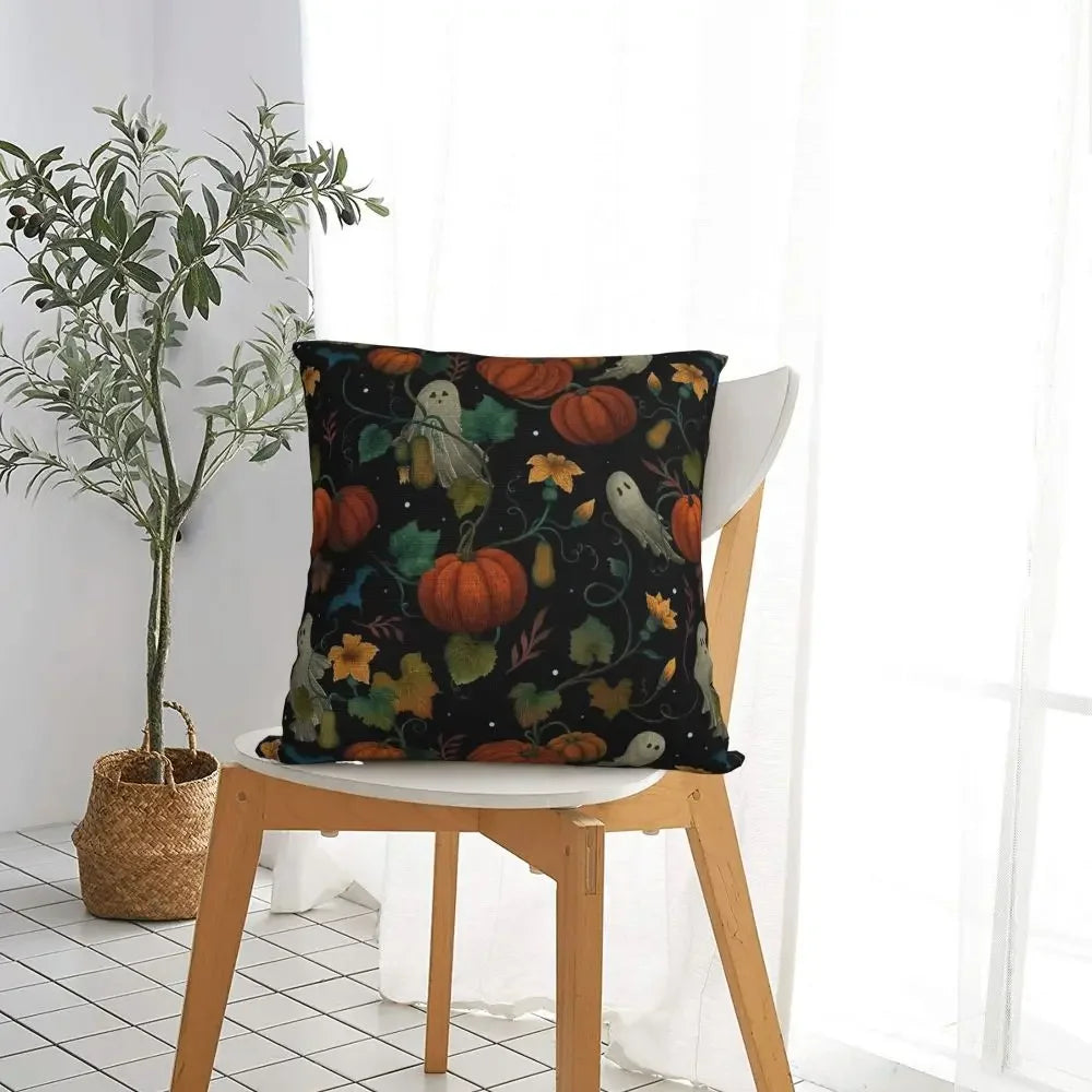 Pumpkin Ghost Halloween Spooky Pillowcase Printing Polyester Cushion Cover Decorative Pillow Case Cover Home Square 40*40cm