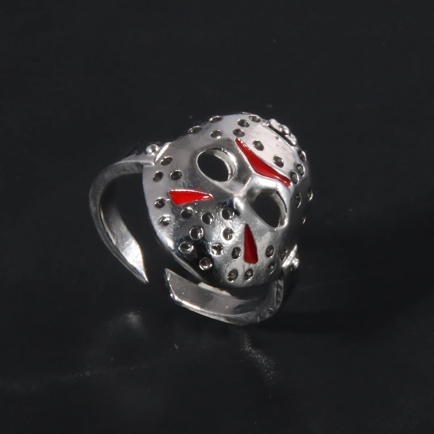 Horror Movie Rings Jason Hockey Mask Metal Adjustable Ring For Children Halloween Jewelry Gift