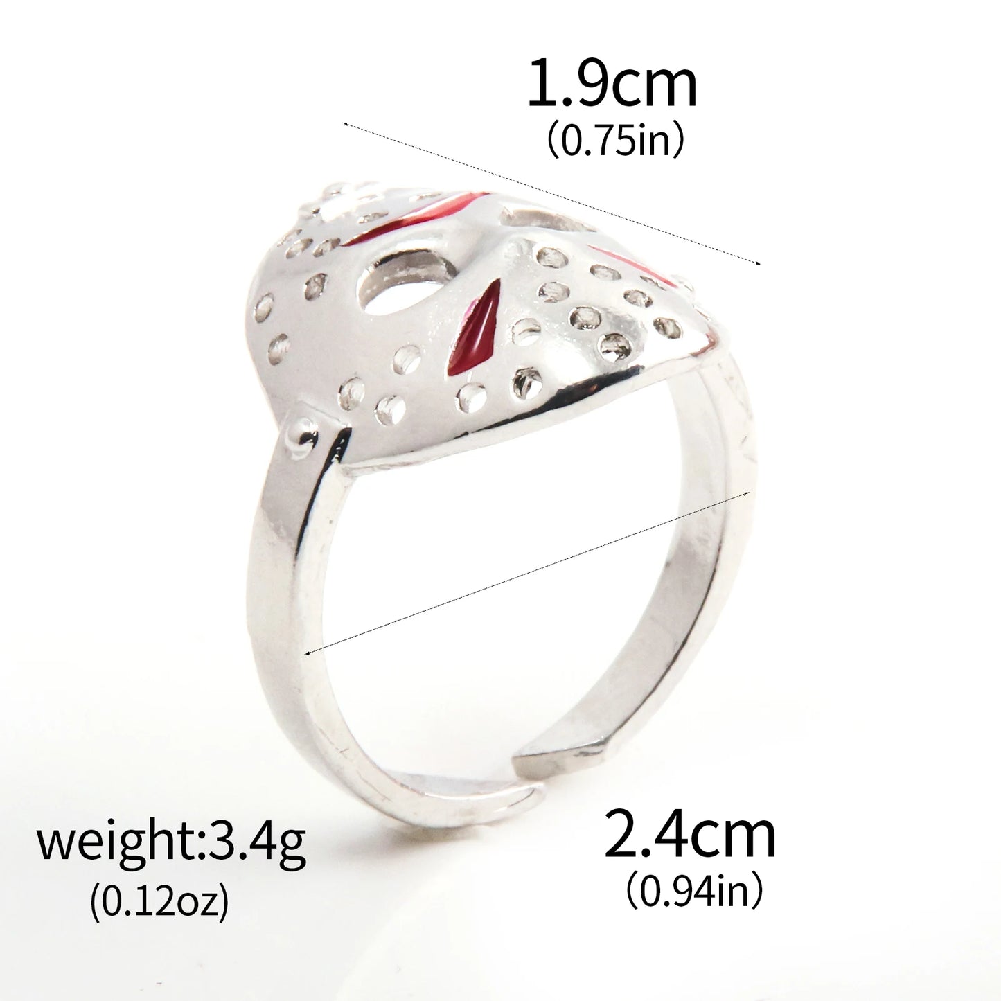 Horror Movie Rings Jason Hockey Mask Metal Adjustable Ring For Children Halloween Jewelry Gift