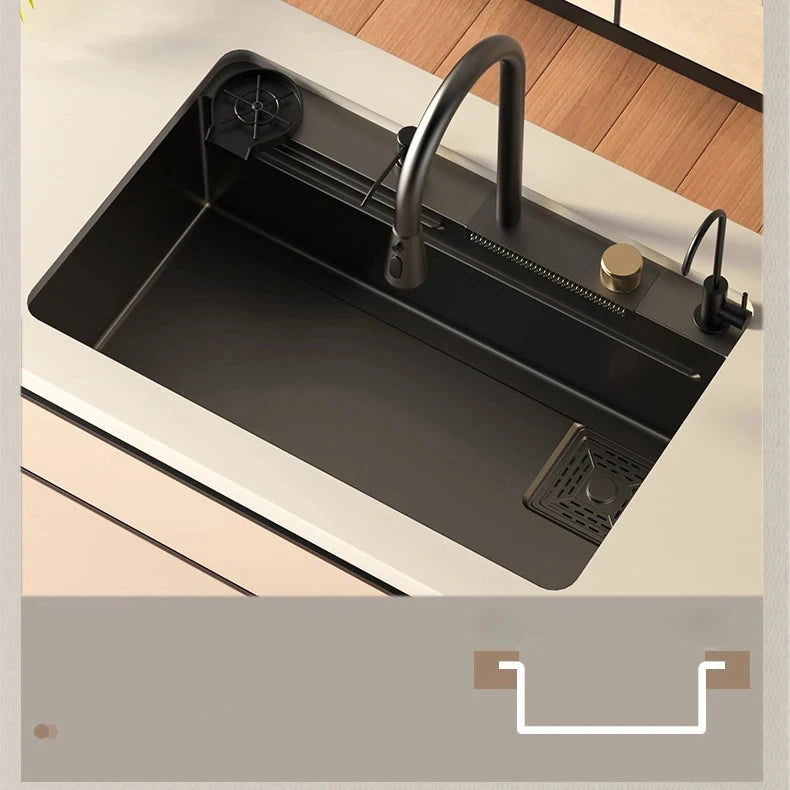 Kitchen sink, waterfall faucet, large single sink, 304 stainless steel sink, manufacturer's lowest direct selling price