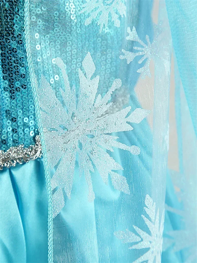 2024 Fancy Queen Frozen Elsa Anna Costume Girls Princess Dress Toddler Halloween Cosplay Party Vestidos For 3-10 Years