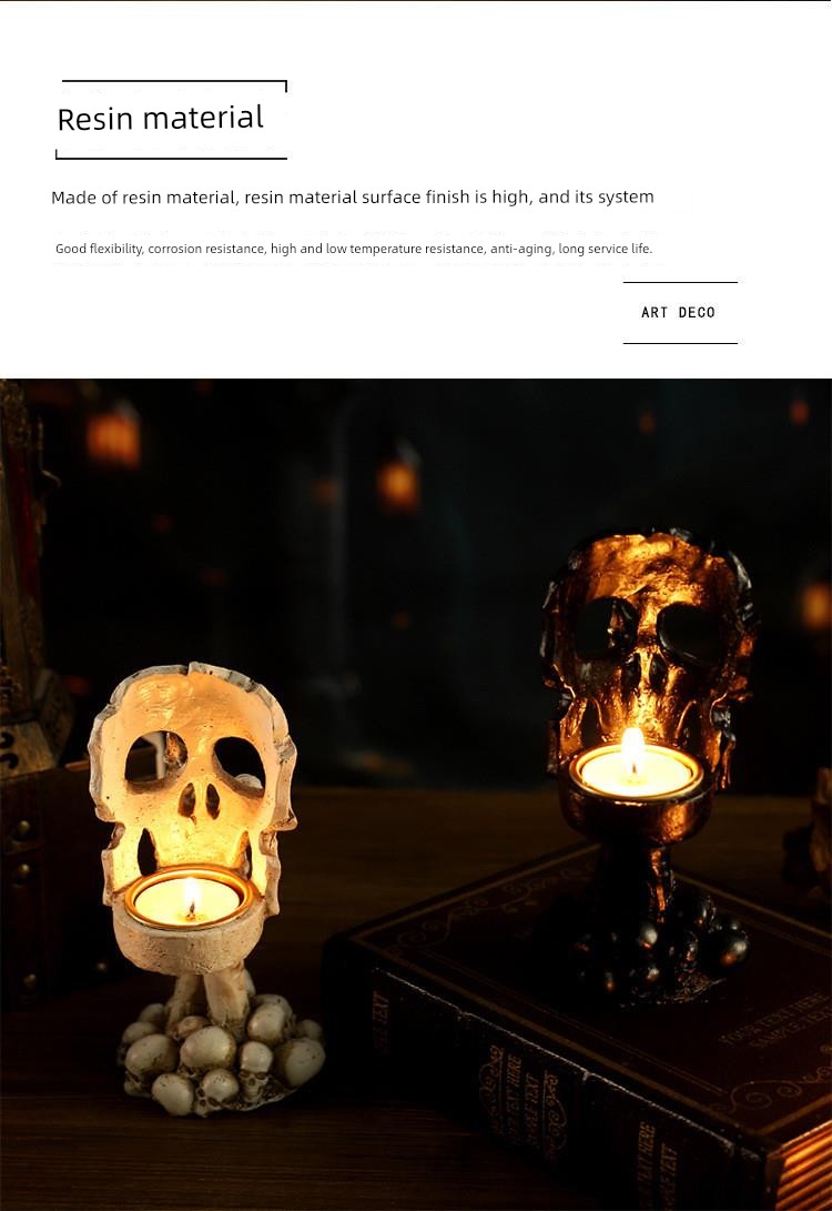 Halloween Decorative Skeleton Mask Palm Candlestick Horror Chamber Escape Table Decoration Props Resin Decorations