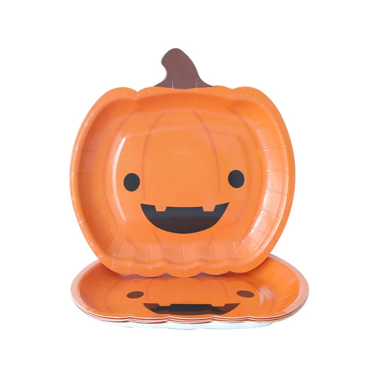 Halloween party smiley face pumpkin disposable tableware paper tray supply