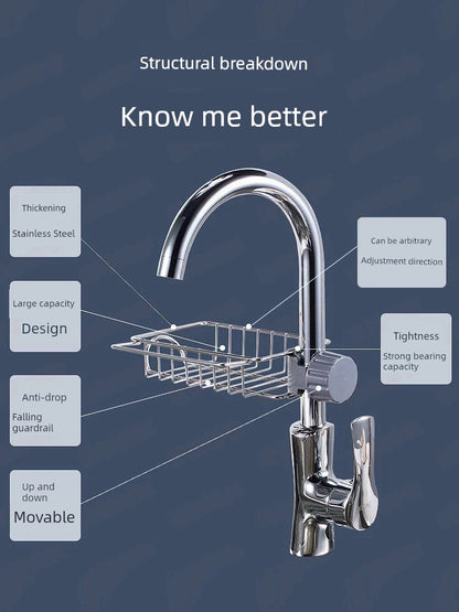 Stainless Steel For Home Sponge and Cloth Racks Hanging on a Faucet