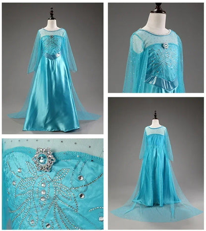 2024 Fancy Queen Frozen Elsa Anna Costume Girls Princess Dress Toddler Halloween Cosplay Party Vestidos For 3-10 Years