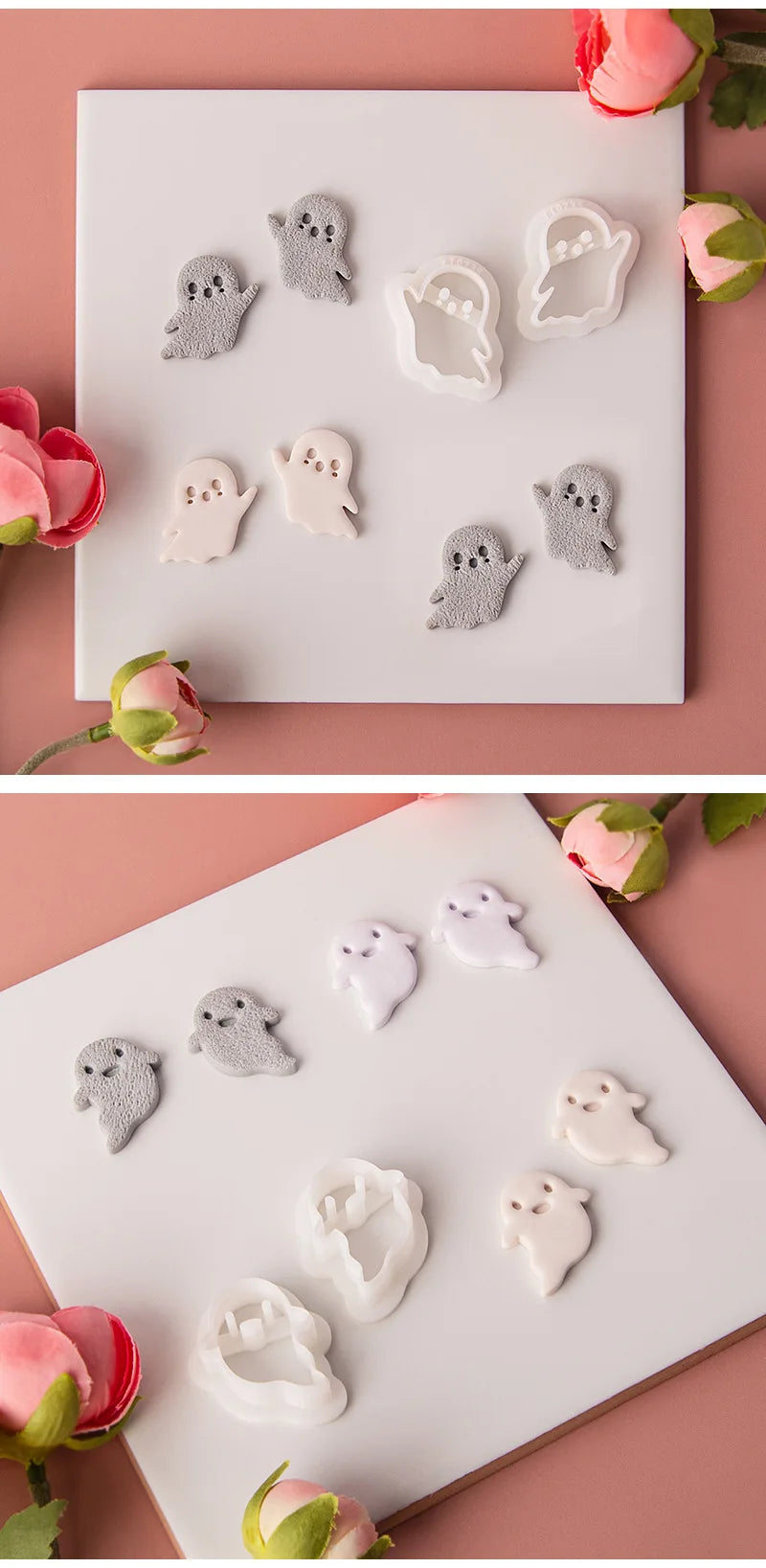 Halloween Series Cute Ghost Different Shape Clay Molds Clay Cutting Molds For DIY Earrings Jewelry Making Hand Tools