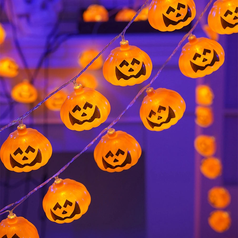 1.5M 10LED Halloween String Lights Horror Pumpkin Skeleton Specter Hanging Ornaments Happy Holloween Party Carnival Decors Props