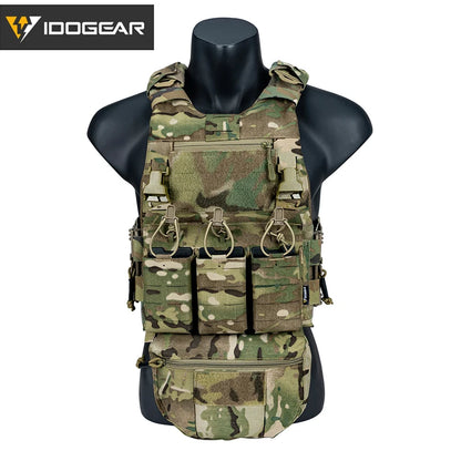 IDOGEAR Tactical FCSK 3.0EX Plate Carrier MOLLE Vest  with Triple Magazine Pouch For 5.56mm Drop Pouch Shoulder Pads