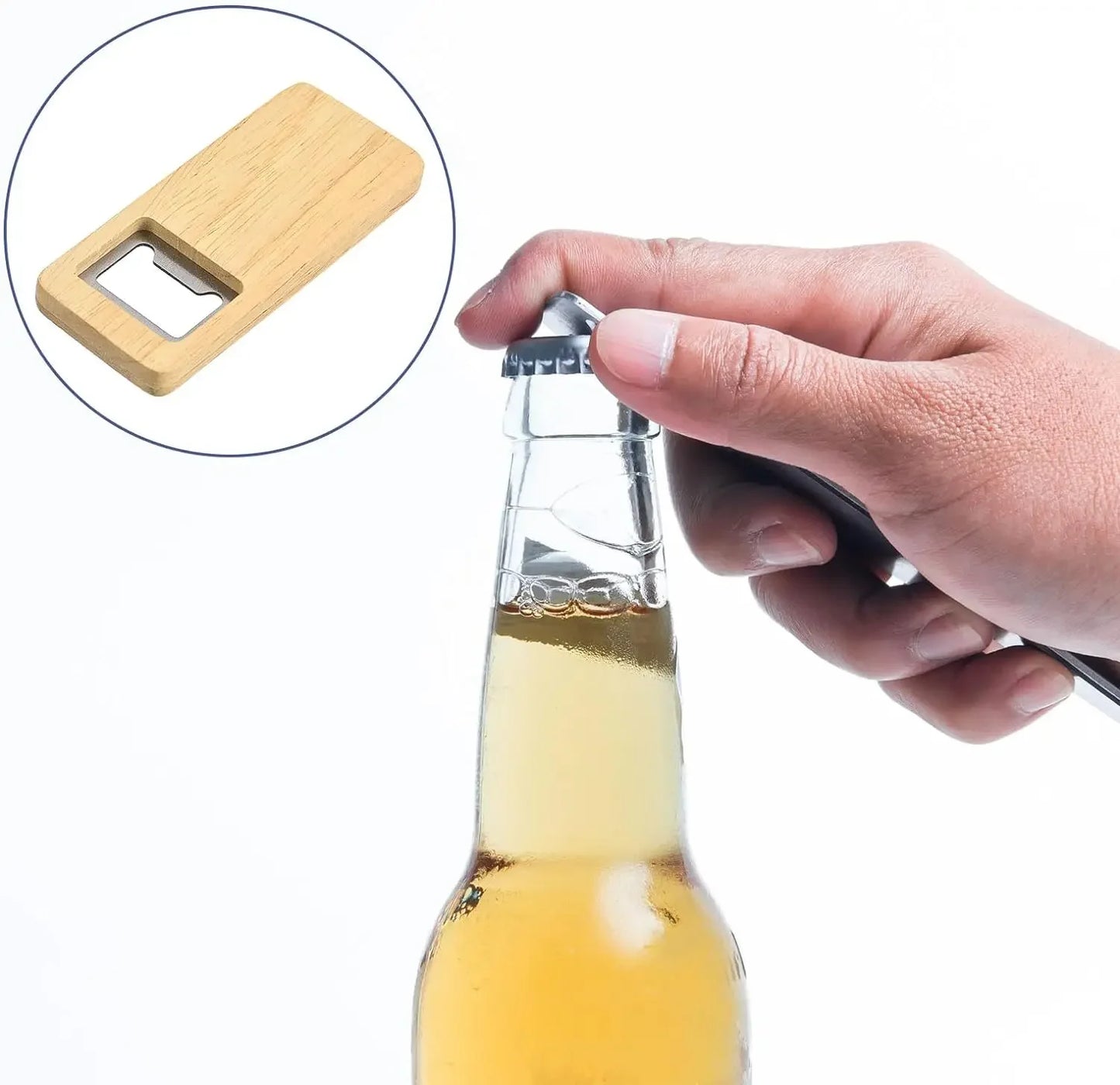 Wood Beer Bottle Opener with Wooden Handle, Corkscrew Steel Square Openers, Bar Kitchen Accessories, Party Gift, 10 Pcs, 50Pcs