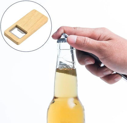 Wood Beer Bottle Opener with Wooden Handle, Corkscrew Steel Square Openers, Bar Kitchen Accessories, Party Gift, 10 Pcs, 50Pcs