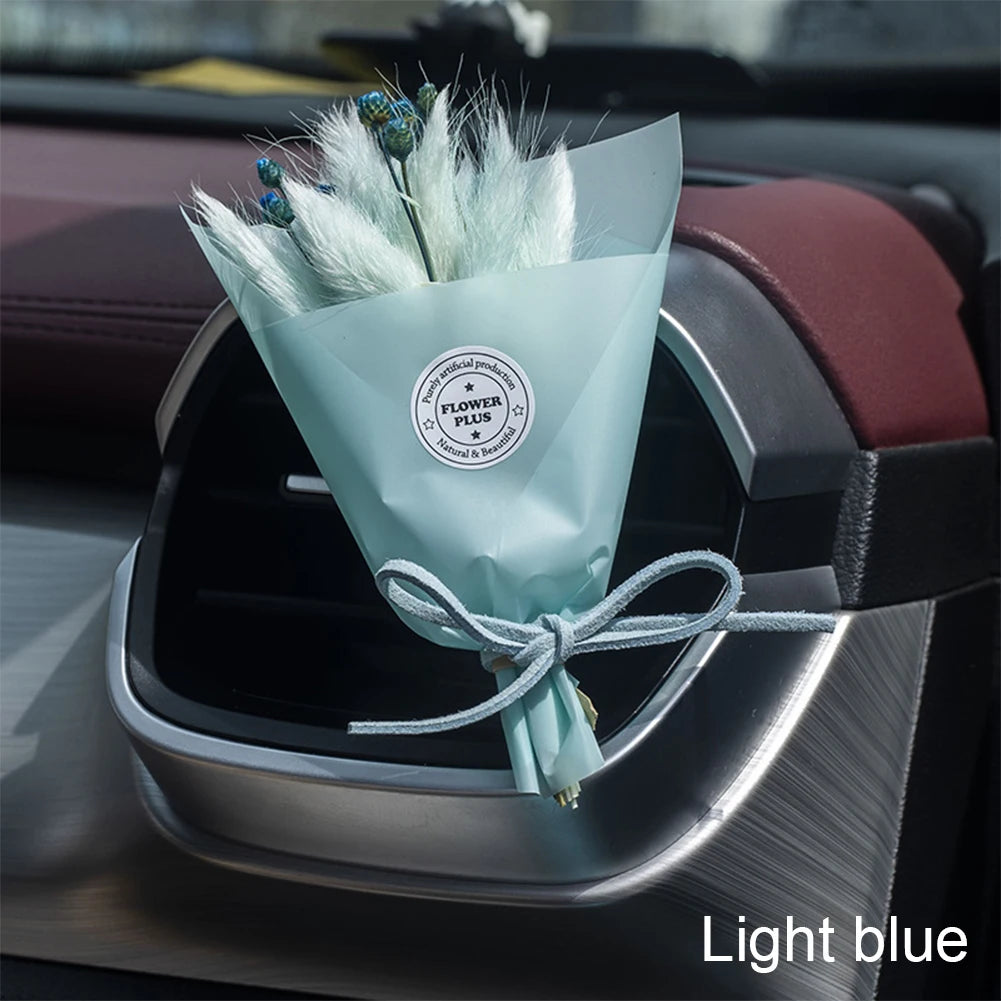 Creativity Dried Flowers Bouquet Car Perfume Air Vent Clip Mini Bouquet Eternal Flower Car Accessories Interior Woman Ornament