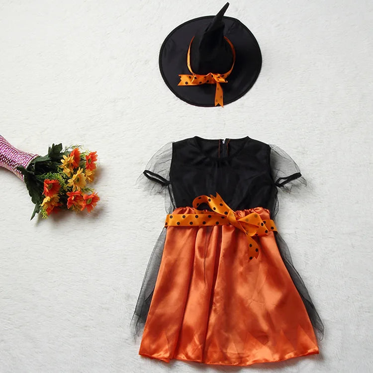 2024 Halloween Childrens Costume Kids Witch Cosplay Costume Girl Wizard Princess Dress Kids Halloween Carnival Party Dresses