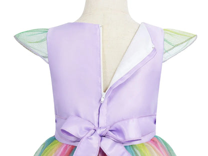 Girls Rainbow Unicorn Dance Party Tutu Kids Dress Up Cosplay Ball Gown Princess Costume Birthday Gift Halloween Carnival