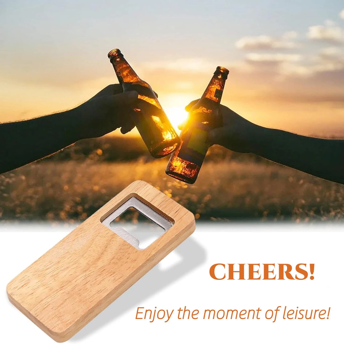 Wood Beer Bottle Opener with Wooden Handle, Corkscrew Steel Square Openers, Bar Kitchen Accessories, Party Gift, 10 Pcs, 50Pcs