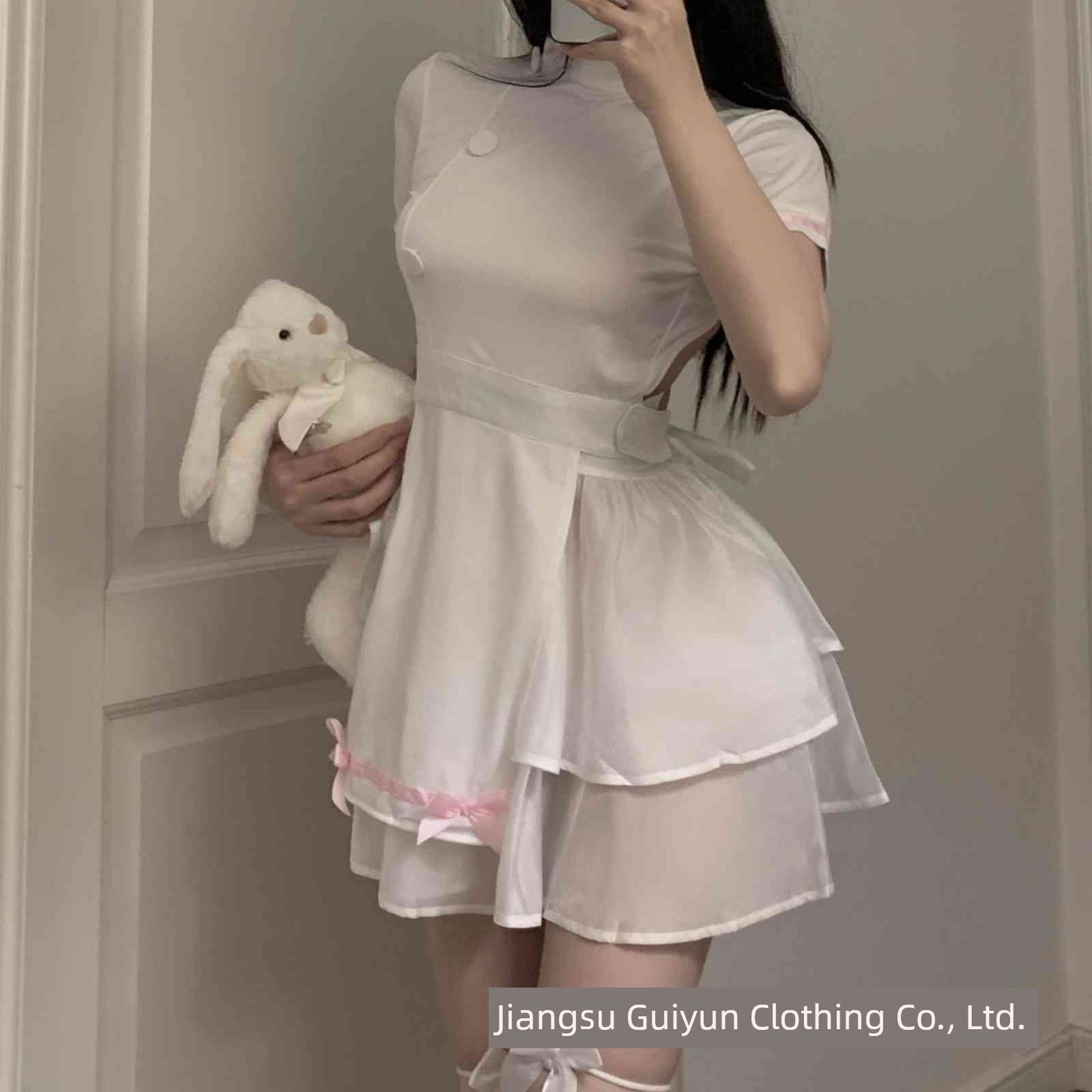 New Sexy Open Back Nurse Uniform Maid Halloween Cosplay Cos Suit Cut Out Nightdress