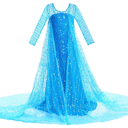 Elsa Costume for Girls Kids Christmas Cosplay Anna Snow Queen 2 Fancy Princess Dress Children Halloween Birthday Party Clothing