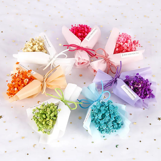 Mini Natural Gypsophil Dried Flowers  Arrangement Car Bouquet Gift Box Filling Decoration Home Party Wedding Little Present