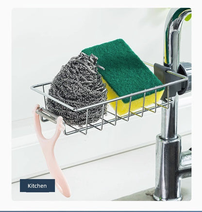 Stainless Steel For Home Sponge and Cloth Racks Hanging on a Faucet