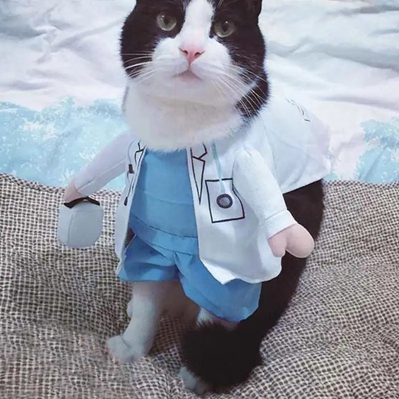 Cat And Dog Party Transformation Suit Pet Halloween Costume Dog Cat Doctor Costume Pet Doctor Clothing Cosplay Outfit Uniform