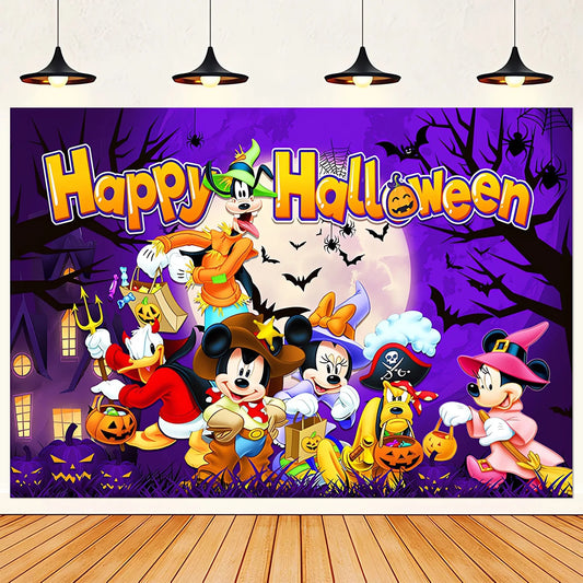 Mickey Mouse Halloween Backdrop Not So Scary Halloween Background for Kids Minnie Mouse Halloween Banner Decor