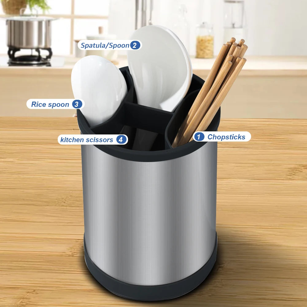 360° Rotation Utensil Holder Multifunctional Storage Bucket Fork Storage Rack Chopsticks Cage Kitchen Accessories Organizer