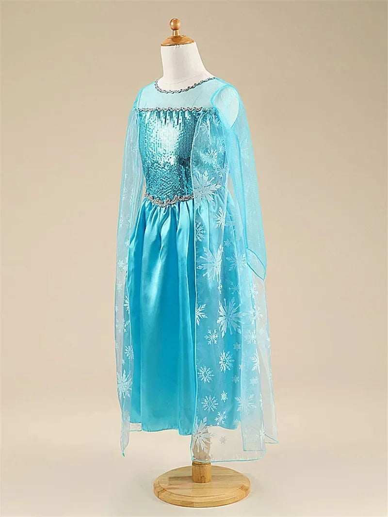 2024 Fancy Queen Frozen Elsa Anna Costume Girls Princess Dress Toddler Halloween Cosplay Party Vestidos For 3-10 Years