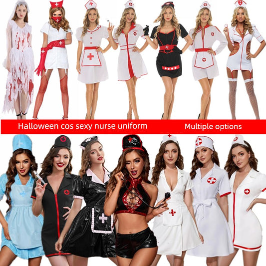 Halloween Costume Female Adult Nurse Cos Suit Uniform Temptation Stage Performance Party Doctor Sexy Costume