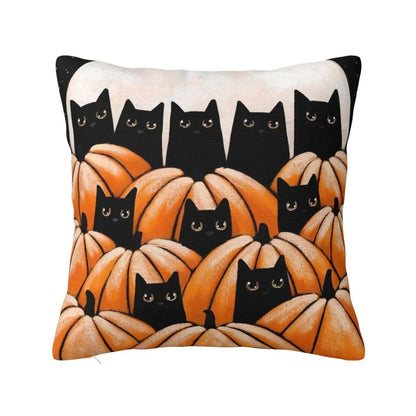 Black Cat In The Pumpkin Holloween Pillowcase Double-sided Printing Cushion Cover Decoration Pillow Case Cover Home Square 45*45