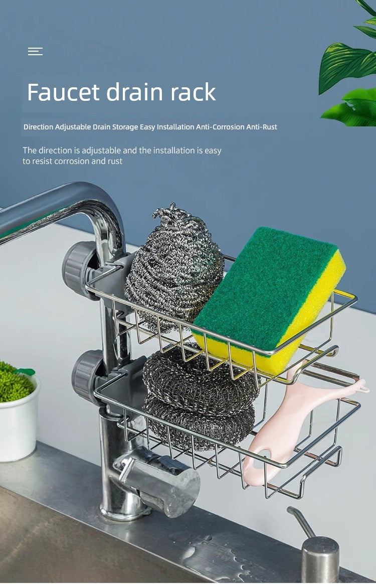 Stainless Steel For Home Sponge and Cloth Racks Hanging on a Faucet