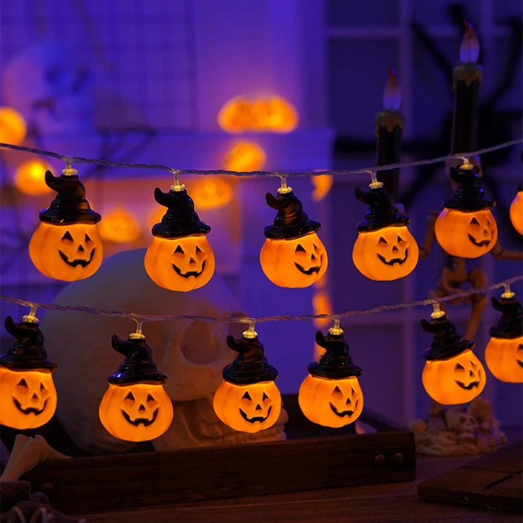 1.5M 10LED Halloween String Lights Horror Pumpkin Skeleton Specter Hanging Ornaments Happy Holloween Party Carnival Decors Props