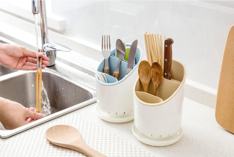 Cutlery Storage Holder Cutlery Drainer Container Drying Rack Non Slip Tableware Knife Spoon Fork Storage Box Kitchen Organizer